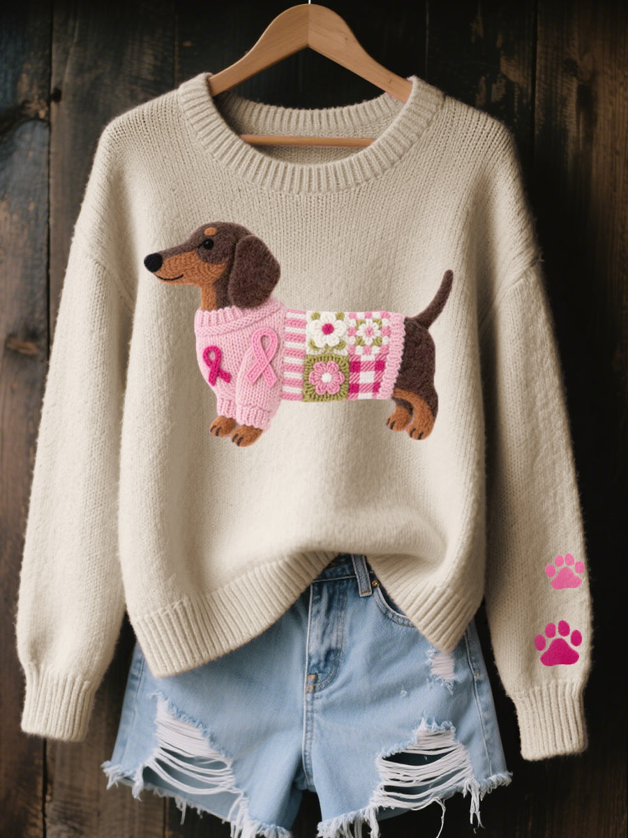 Pull Danoir Pairs™ en laine avec motif Teckel, doux et chaud, fabriqué par Danoir Paris, visible en image.