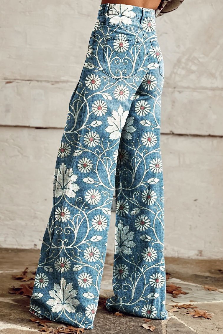 Pantalons boho chic Margherita de Danoir Paris, avec motifs colorés, en tissu léger et fluide, style décontracté et tendance.