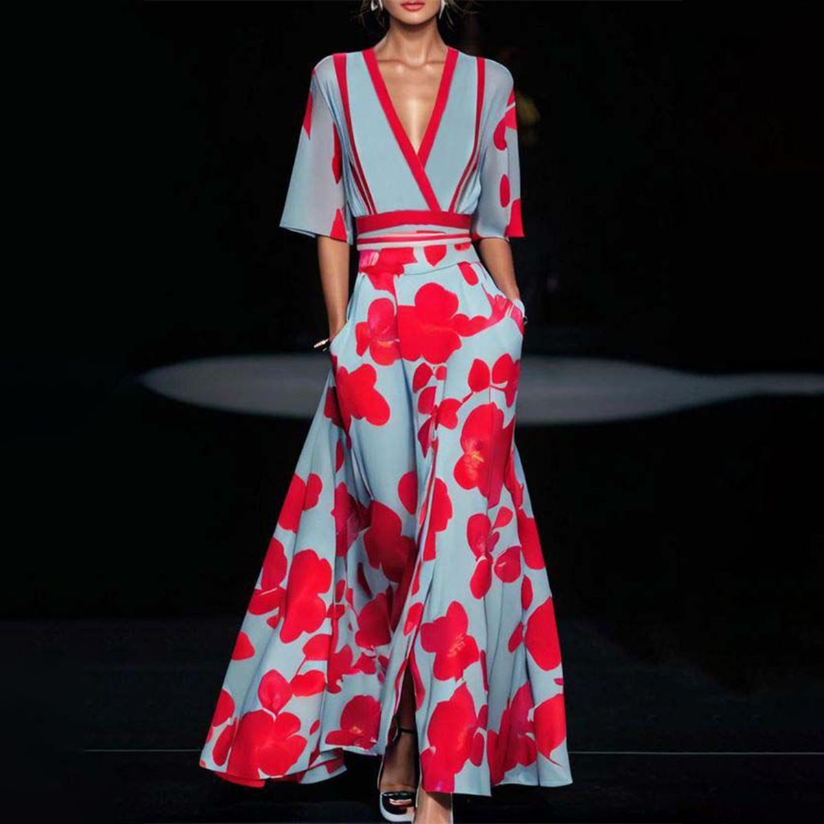 Robe sans manches élégante Alicia de Danoir Paris, tissu fluide et coupe sophistiquée, portée en soirée ou pour une occasion spéciale.