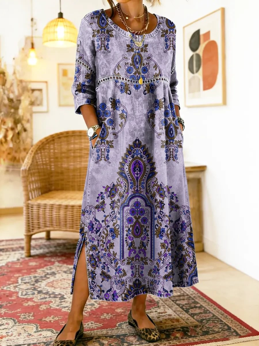 Robe imprimée Petra de Danoir Paris avec motif floral, vue de face sur mannequin.