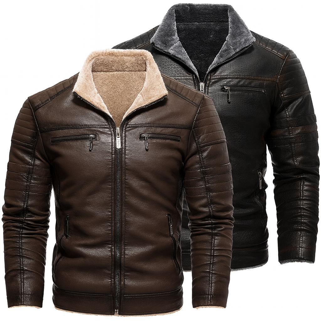 Veste d’hiver pour homme Danoir Paris en similicuir chaudement doublée, style élégant et confortable pour l’hiver.