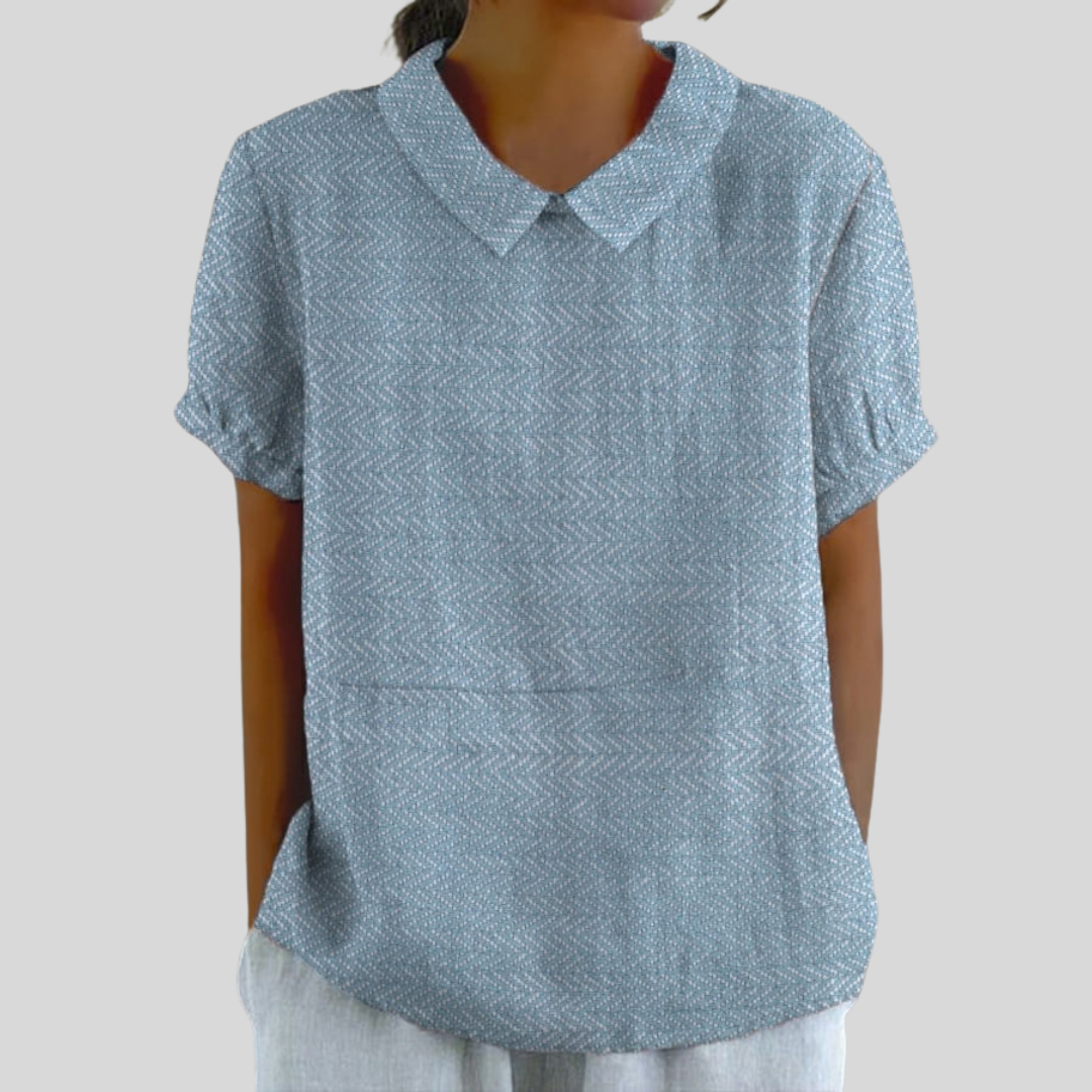 Blouse texturée Mathilde de Danoir Paris avec motif floral en tissu léger, manches longues et coupe élégante.