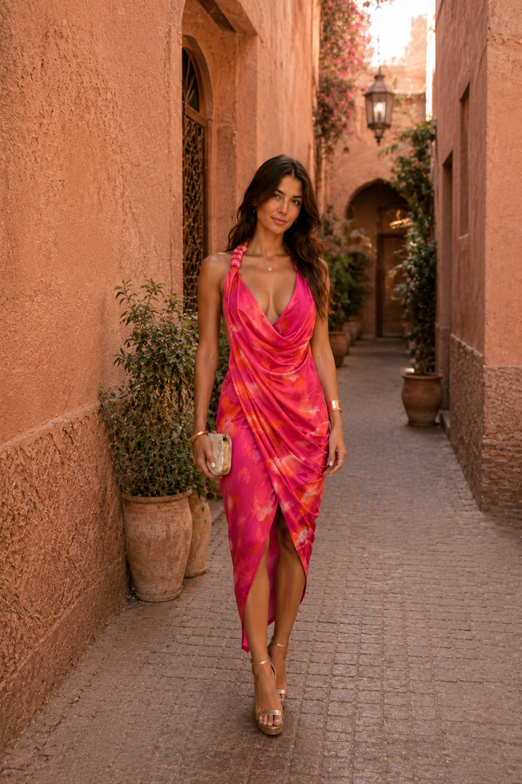 Robe brillante du soir de Danoir Paris, tissu scintillant et élégant pour une soirée glamour.