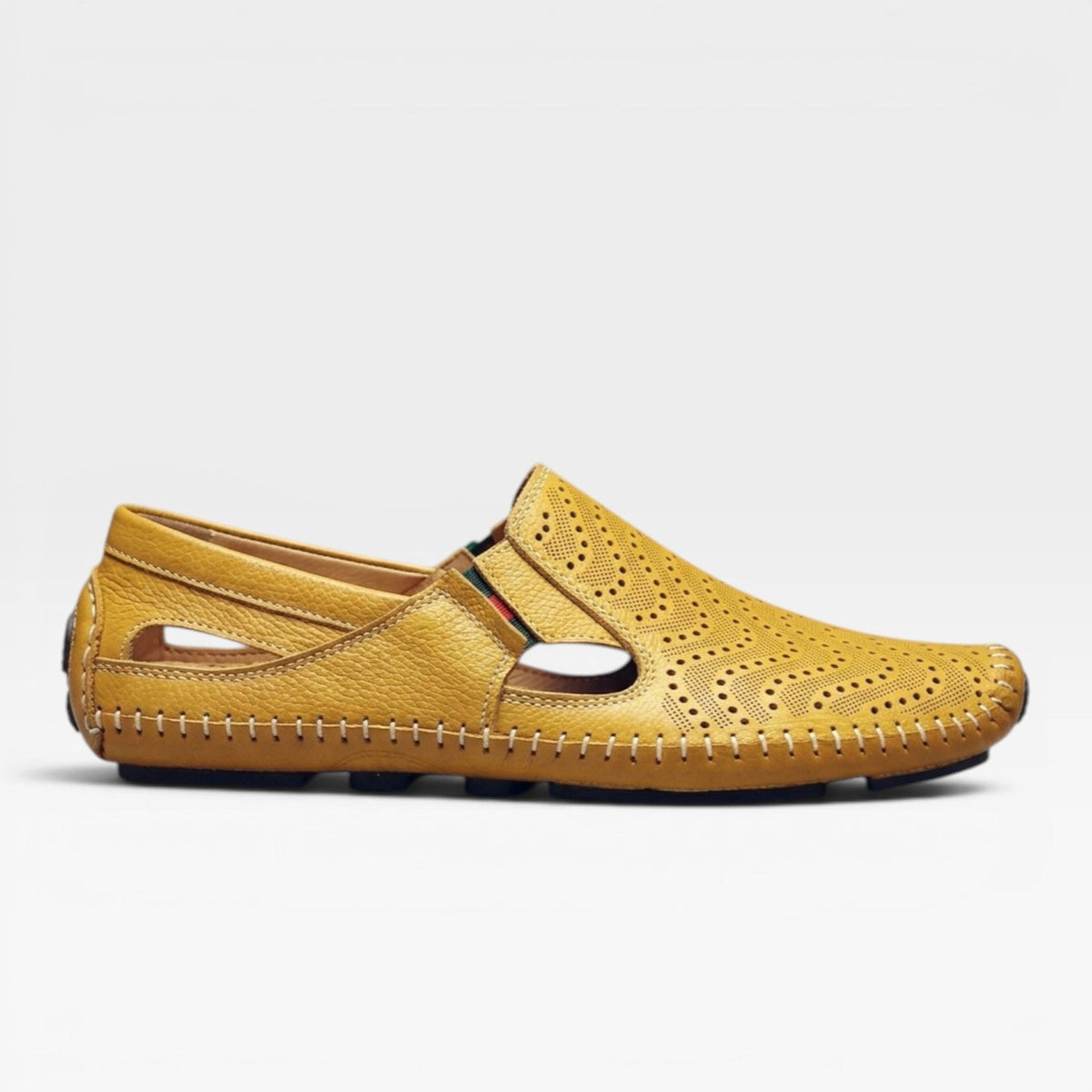 Mules en cuir Danoir Paris pour hommes, style italien, sandales d'été décontractées perforées, à enfiler, couleur marine.