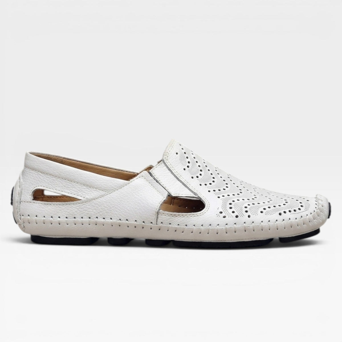 Mules en cuir Danoir Paris pour hommes, sandales d'été décontractées, perforées, style italien, couleur marine, faciles à enfiler.