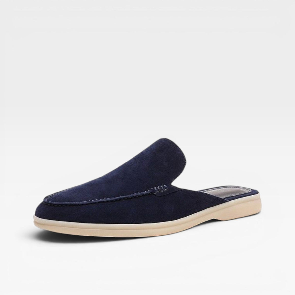 Mules en daim pour hommes Danoir Paris, sandales décontractées sans talon, couleur marron clair, mode facile à enfiler.
