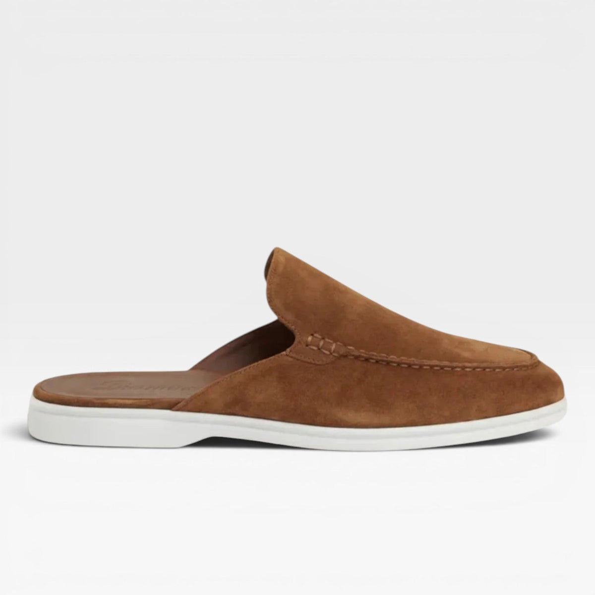 Mules en daim pour hommes Danoir Paris, sandales décontractées sans talon, enfilables, couleur marron clair, taille UK 5.
