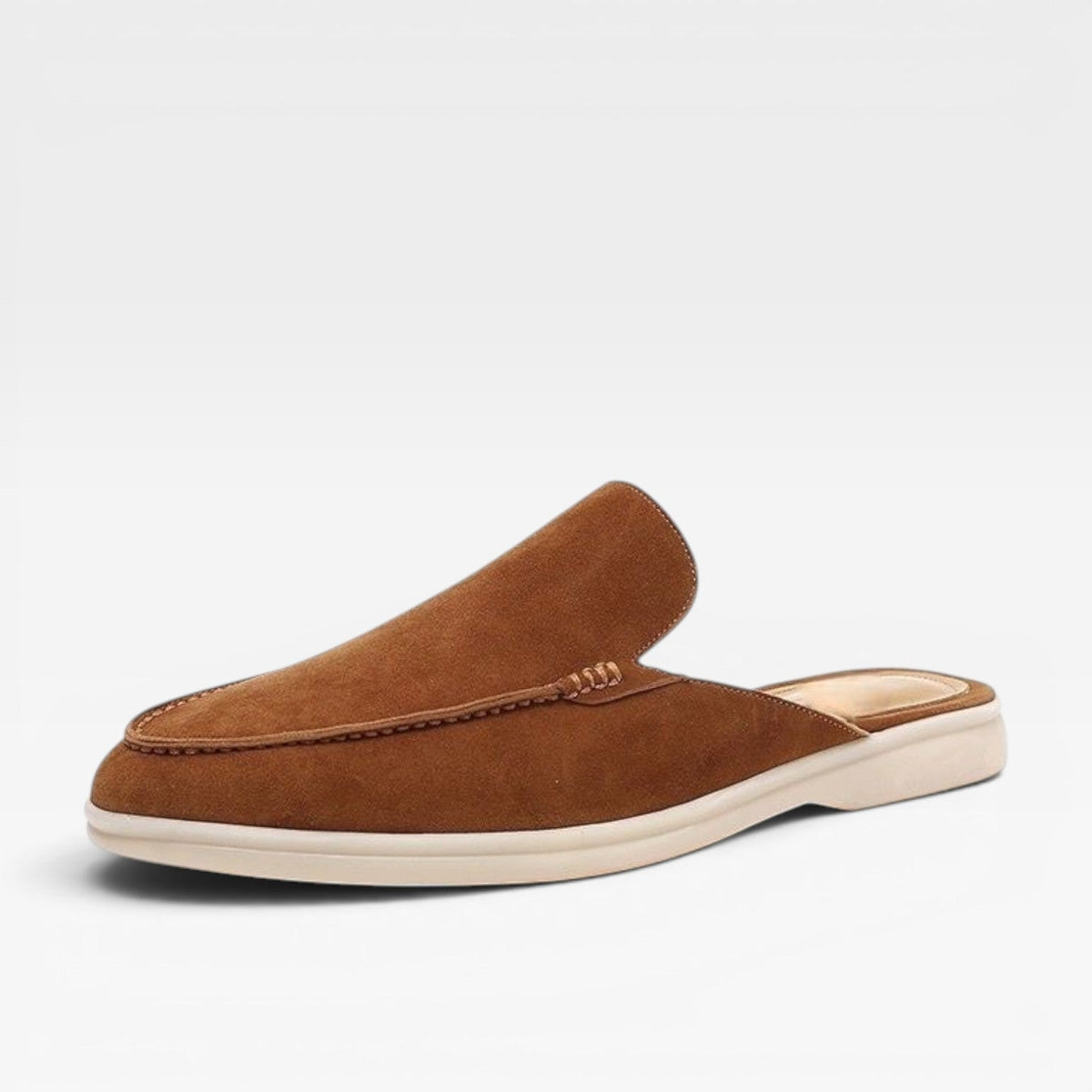 Mules en daim pour hommes Danoir Paris, sandales décontractées sans talon, enfiler, couleur marron clair, pour taille UK 5.
