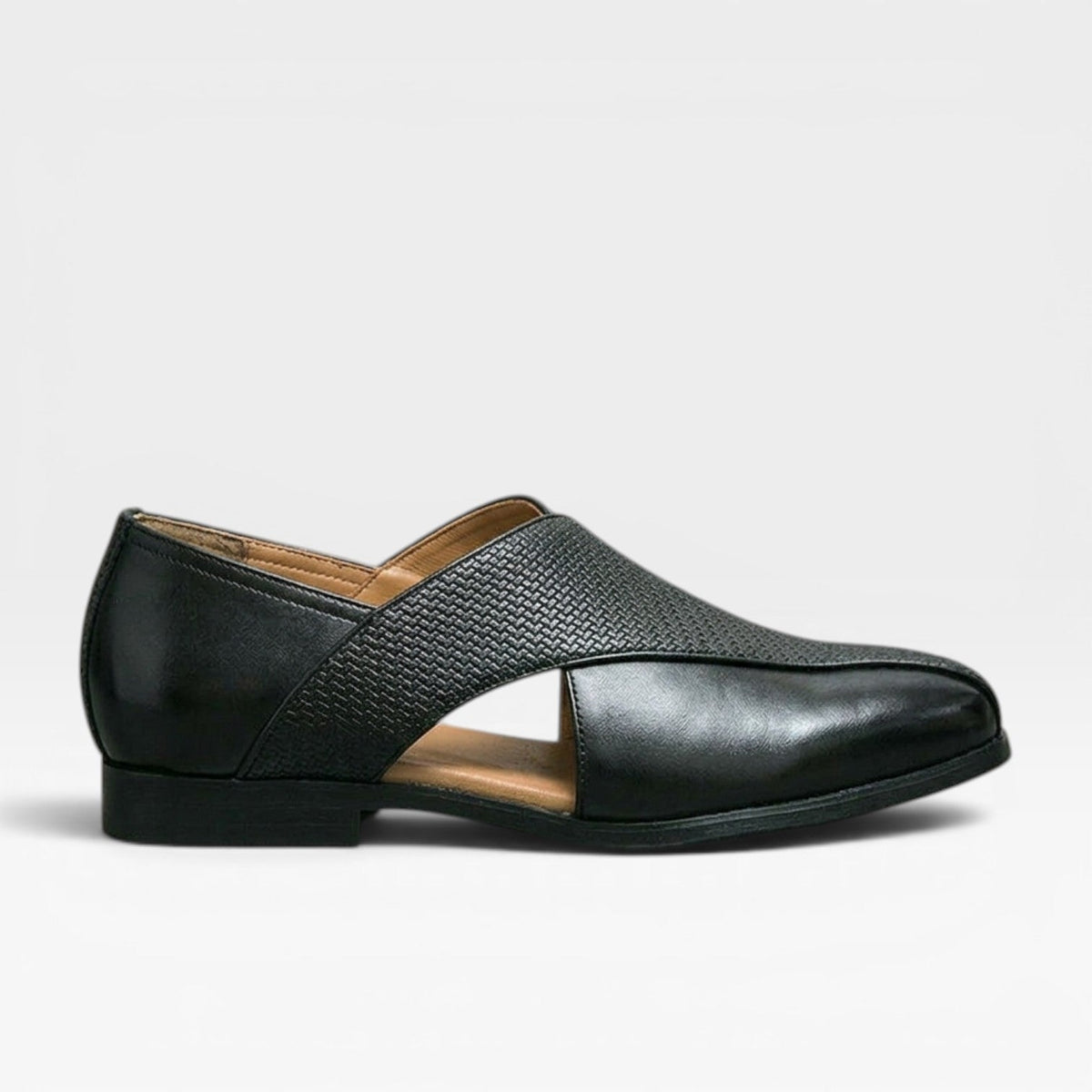 Mocassins en cuir véritable pour hommes Danoir Paris, chaussures habillées classiques à enfiler avec bride croisée, marron.