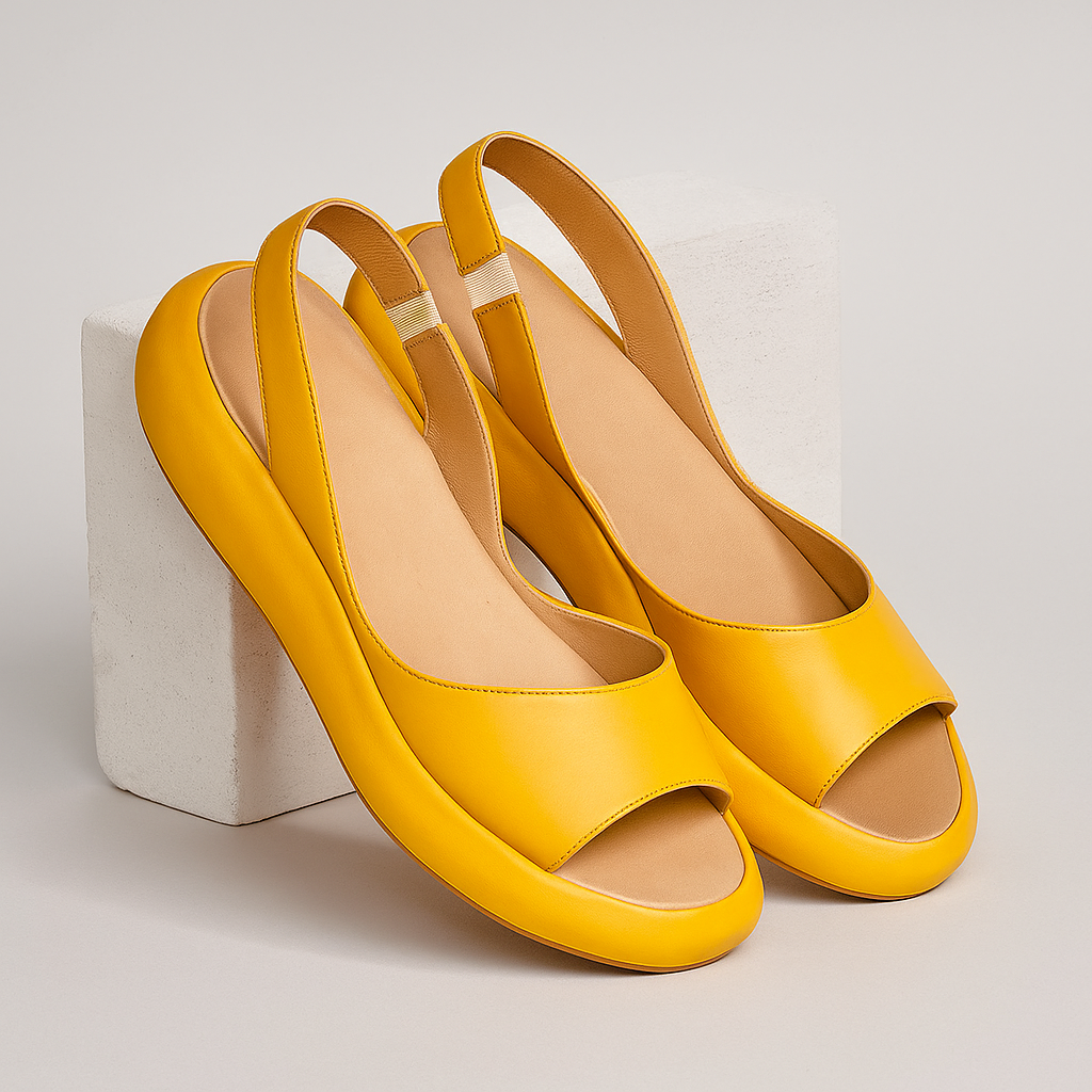 Sandales orthopédiques Avenelle™ de Danoir Paris avec semelles rembourrées, chaussures jaunes confortables pour un soutien optimal