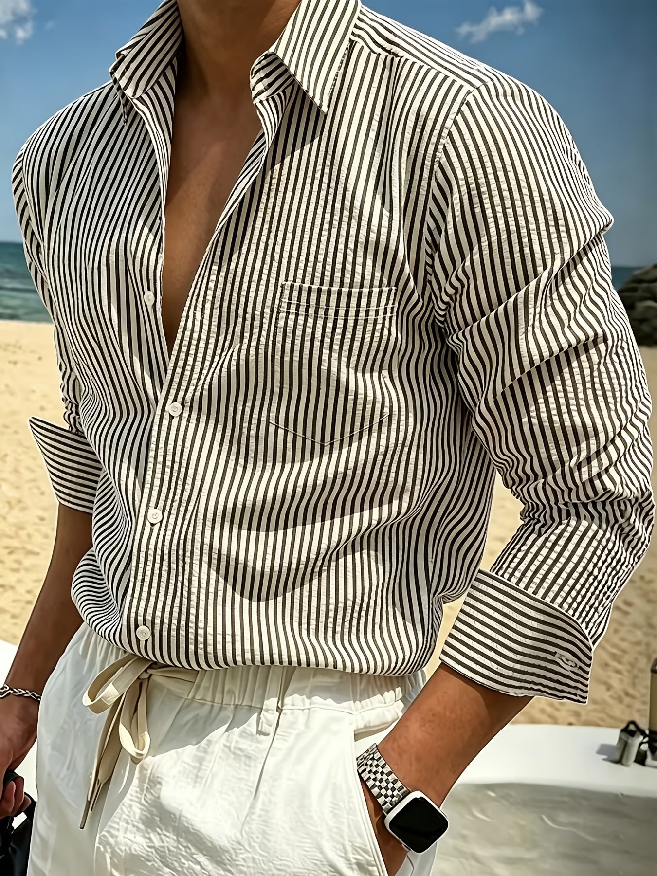Wes | Chemise rayée à manches longues pour homme