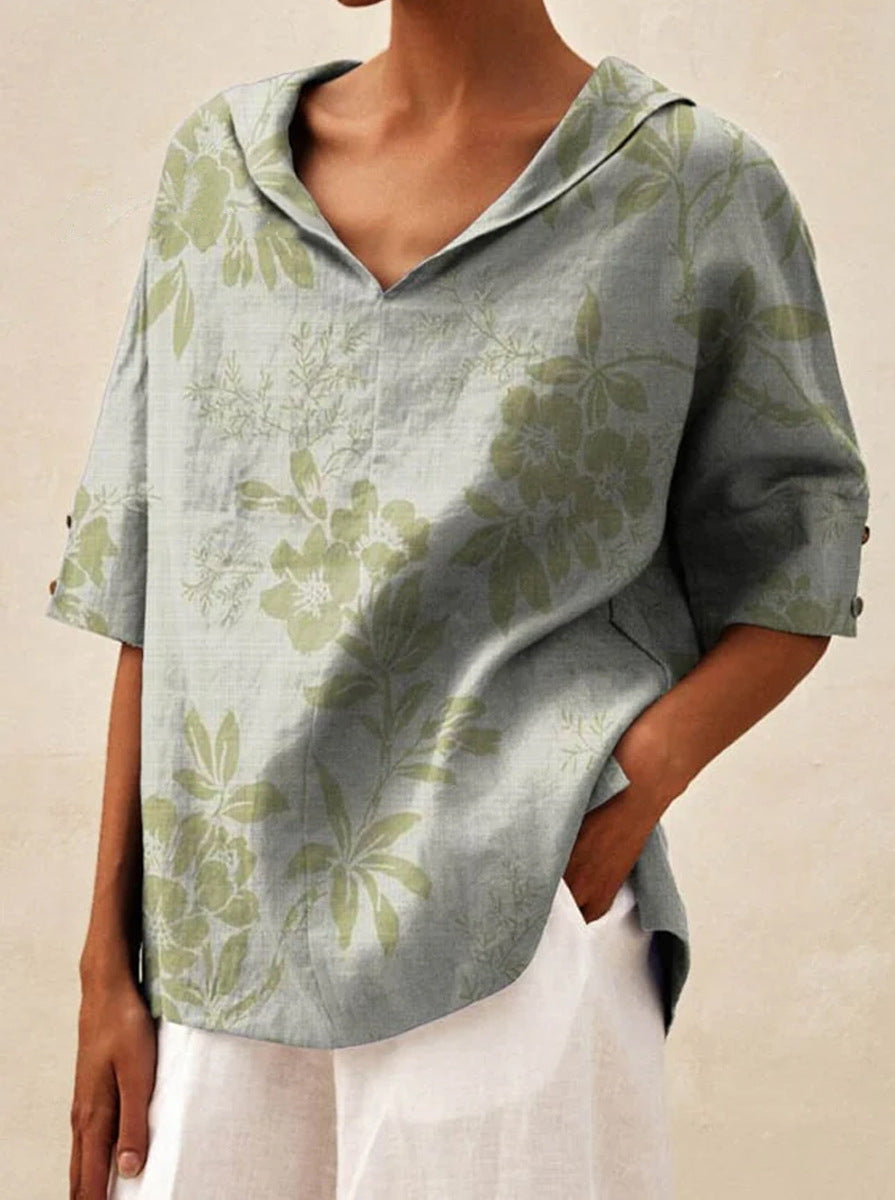 Haut léger floral estival Andrea de Danoir Paris, blouse légère à motifs floraux colorés, parfait pour l'été.