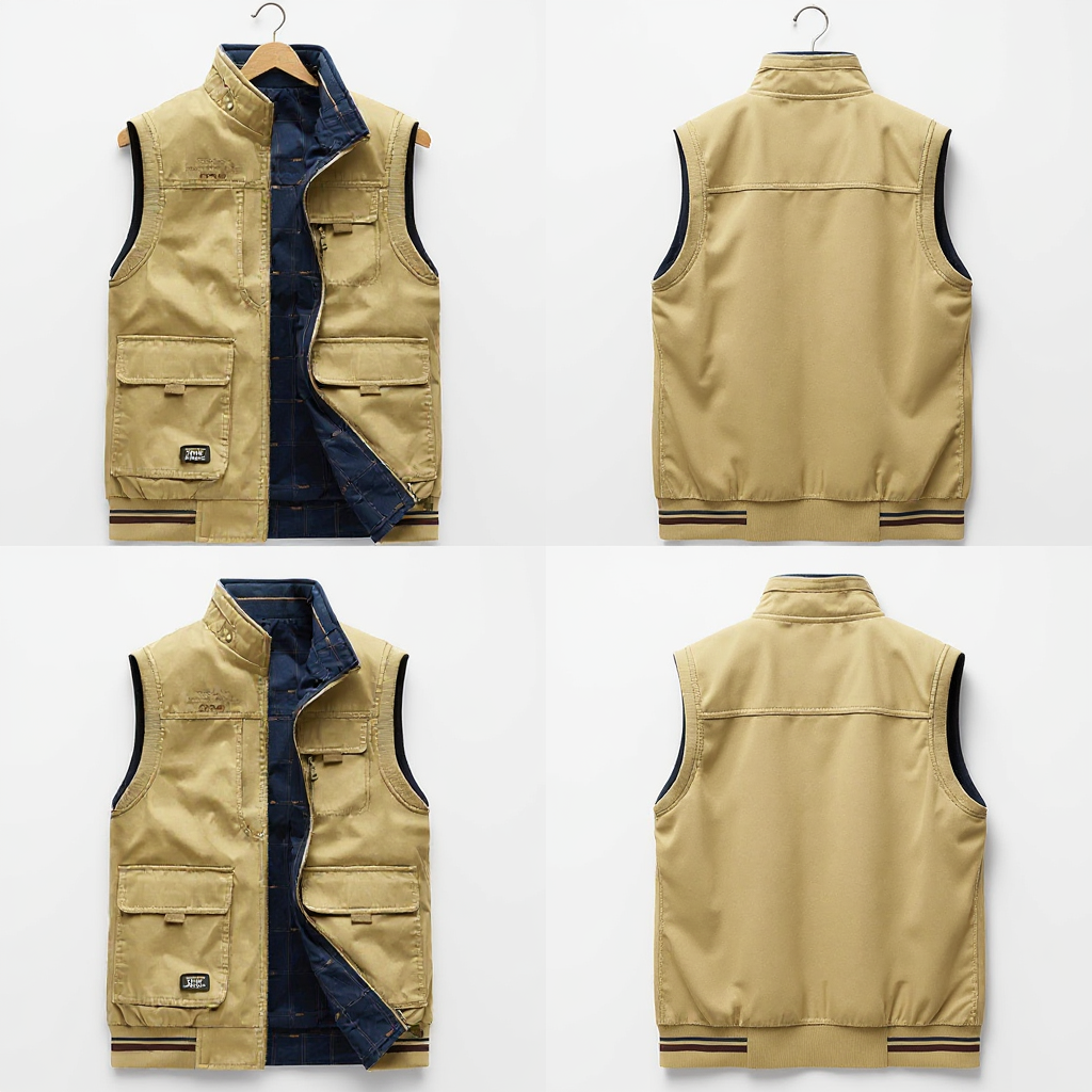 Gilet d'homme de luxe Danoir Paris en tissu élégant, porté par un mannequin, vue de face avec détails de finition.