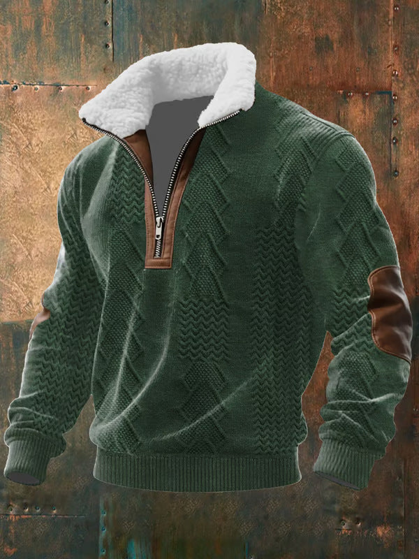 Pull zippé à col montant fourré Danoir Paris, veste chaude en molleton, idéale pour l'hiver, en gris foncé.