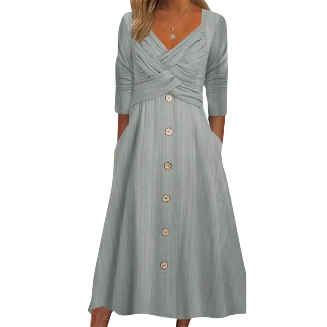 Robe élégante Ella de Danoir Paris avec couverture du ventre, tissu fluide et design sophistiqué pour femme.