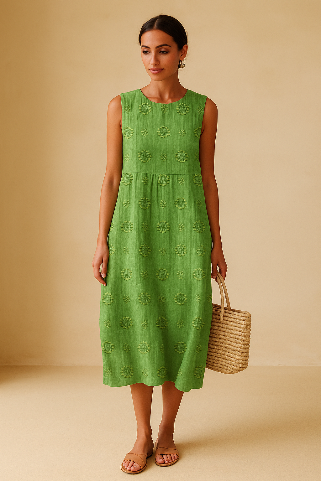 Robe évasée verte Danoir Paris Theryn – robe chic d'été avec coupe fluide et élégante, parfaite pour une allure sophistiquée