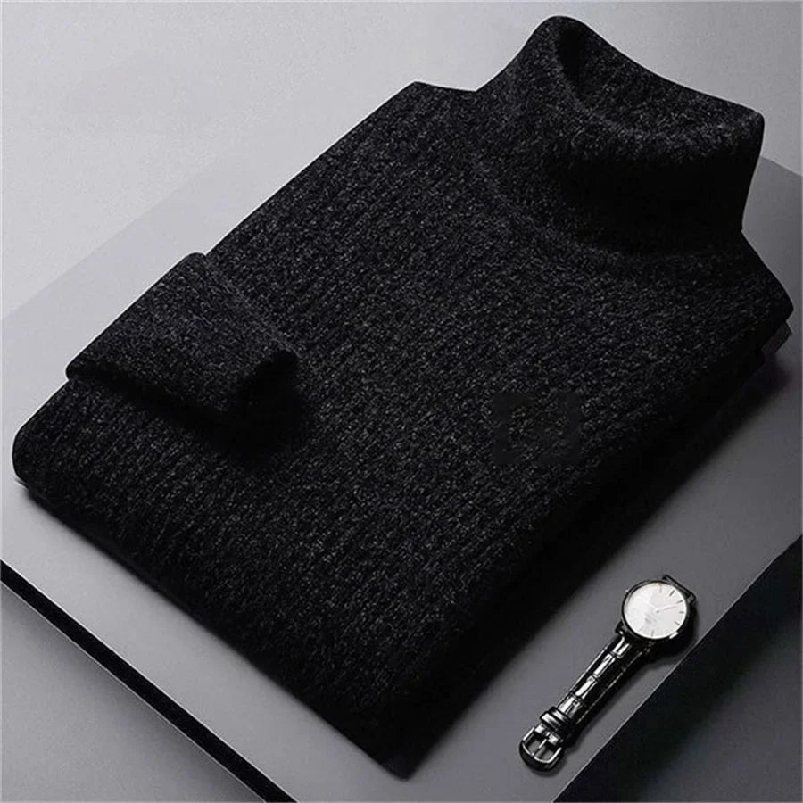 Pull col roulé pour homme Danoir Paris, tissu doux, coupe ajustée, en couleur neutre, idéal pour l’hiver.