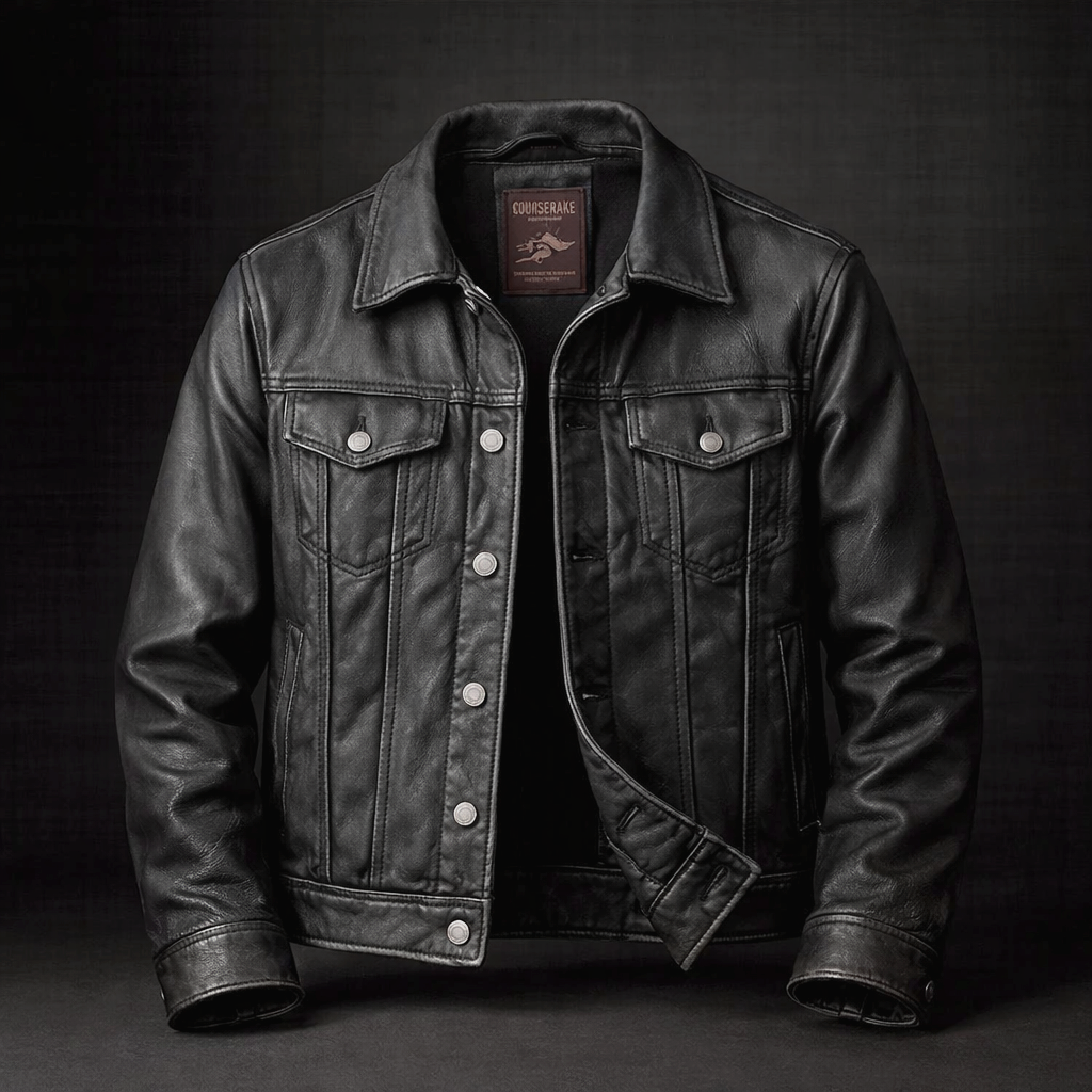 Veste rider pour homme Danoir Paris en noir, coupe élégante avec détails modernes, portée en mode décontracté.