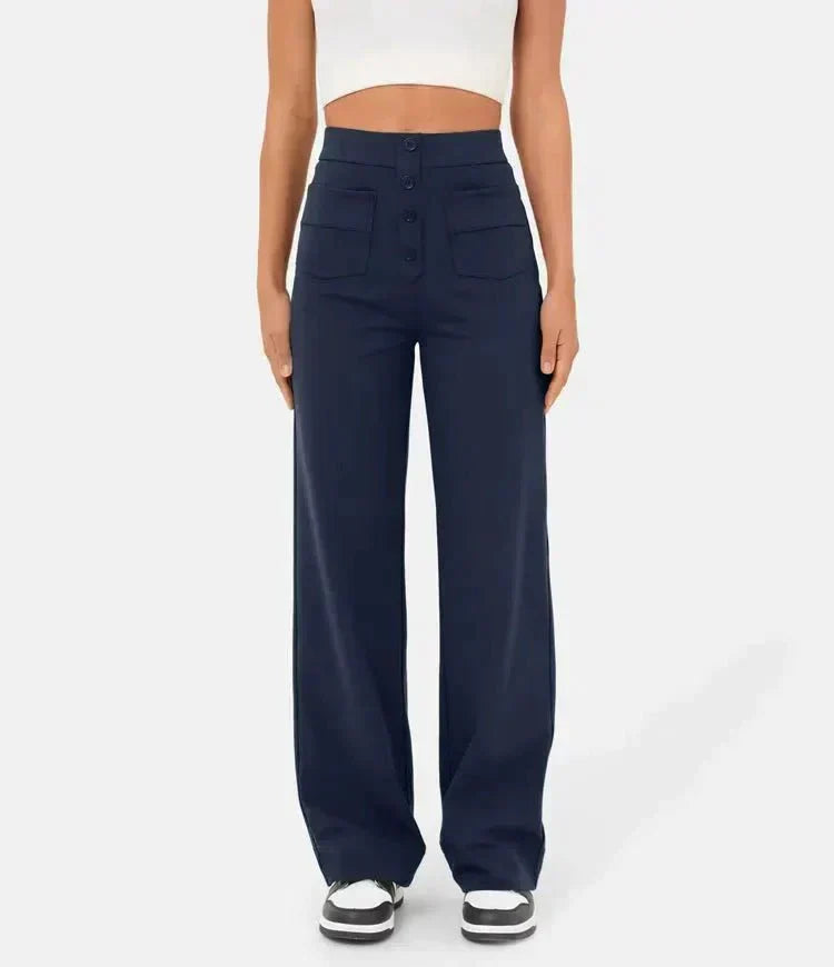 Pantalons élastiques confortables Jade de Danoir Paris, haut de gamme, en tissu doux, taille haute, pour un look décontracté et élégant.