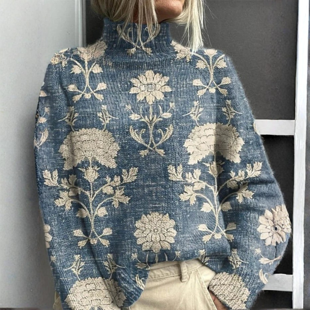 Pull à col roulé chaud et élégant de la marque Danoir Paris, en laine douce, porté sur un mannequin.