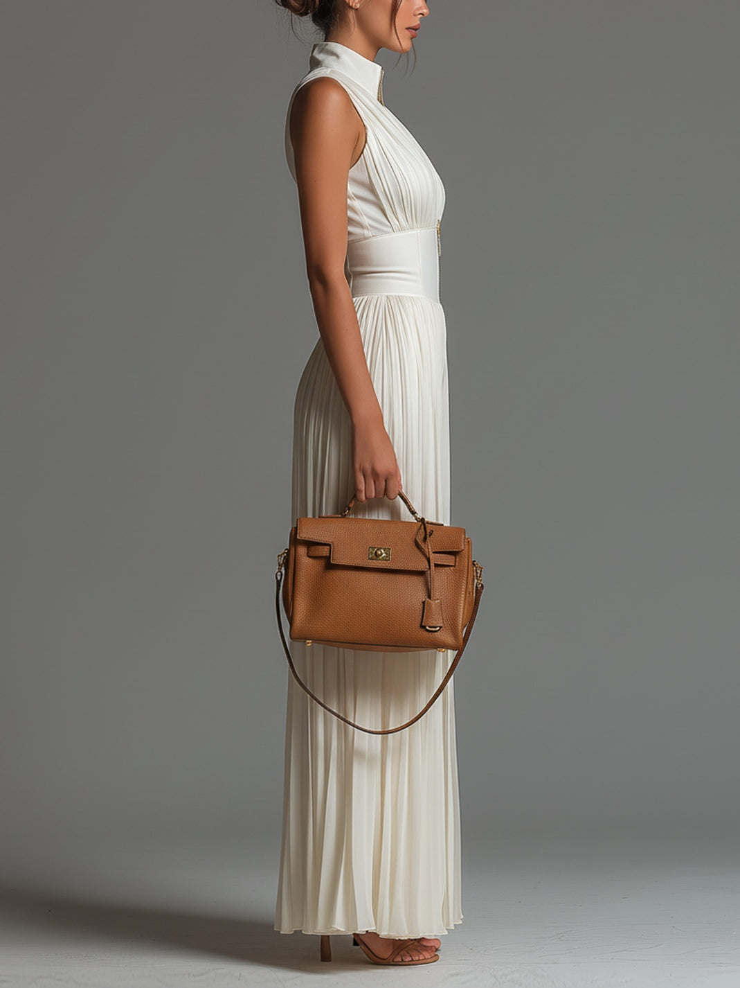Combinaison Zsófia Danoir Paris en chiffon blanc plissé, taille XS, élégante et fluide, vue de face sur mannequin.