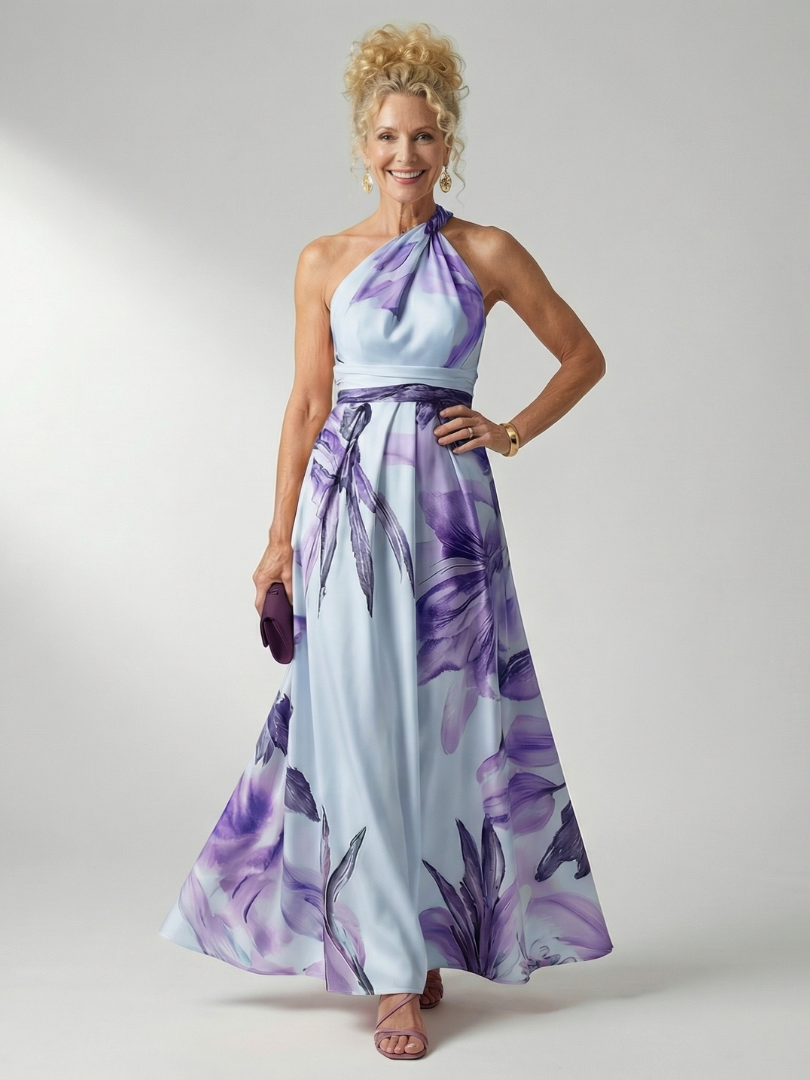 Robe longue à fleurs légères Amiel de Danoir Paris, robe maxi florale élégante avec détails délicats.