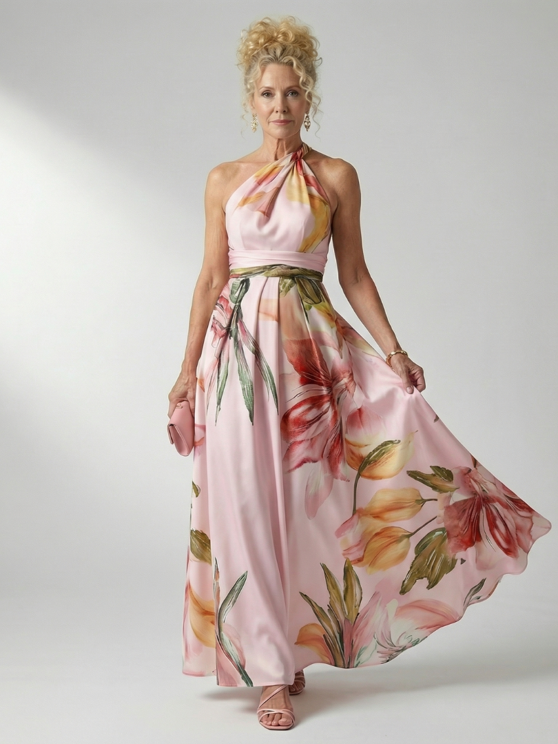 Robe longue florale légère Amiel de Danoir Paris, maxi robe avec motif floral délicat et coupe fluide, portée élégante.