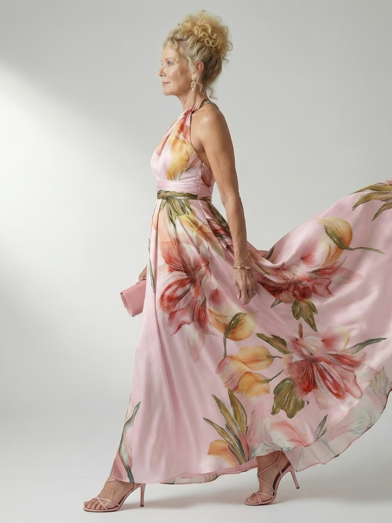 Robe longue légère à fleurs blanches Amiel de Danoir Paris, style floral et maxi, vue de face sur fond blanc