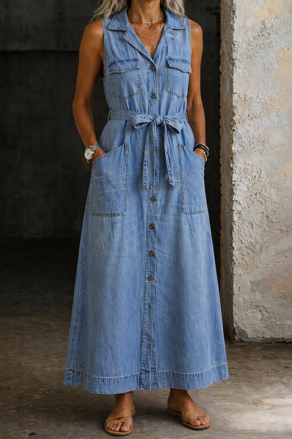 Robe en jean pour femme Susan de Danoir Paris, vêtement bleu moyen avec coupe élégante et détails modernes.