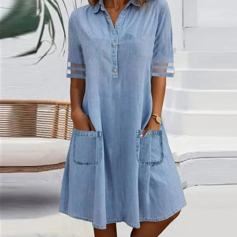 Robe chemise décontractée pour femmes Danoir Paris, tissu léger, coupe fluide, design simple et élégant.