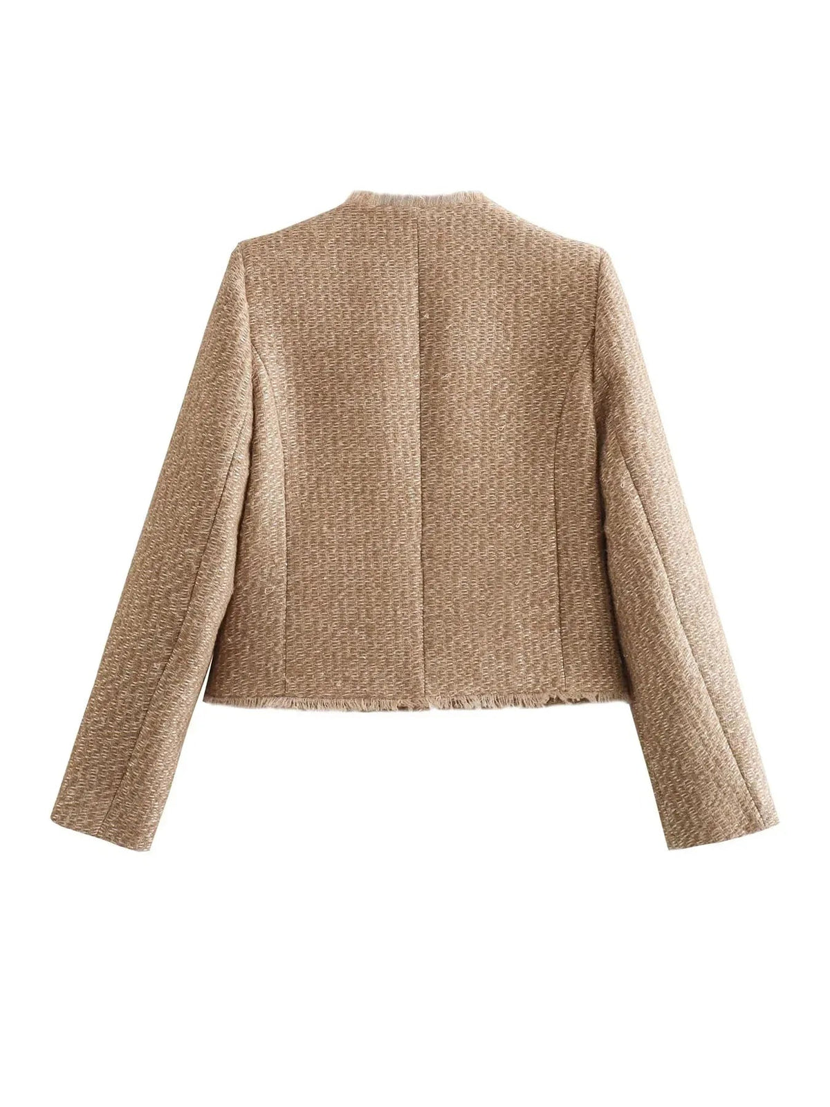 Veste chic beige Alice de Danoir Paris, coupe élégante, tissu doux, portée décontractée, vue de face sur fond neutre.