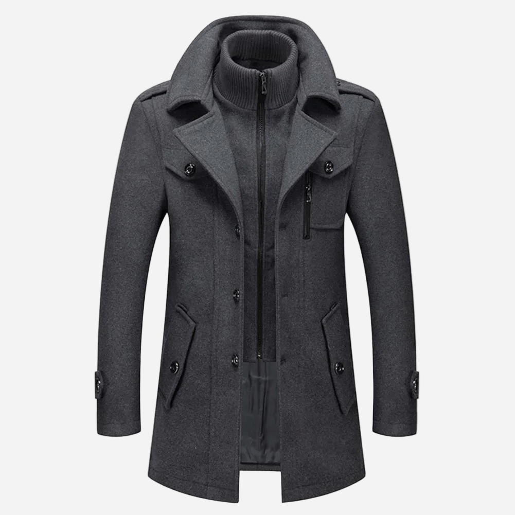 Veste d’hiver élégante Danoir Paris, coupe moderne, tissu chaud et confortable, portée sur un mannequin.