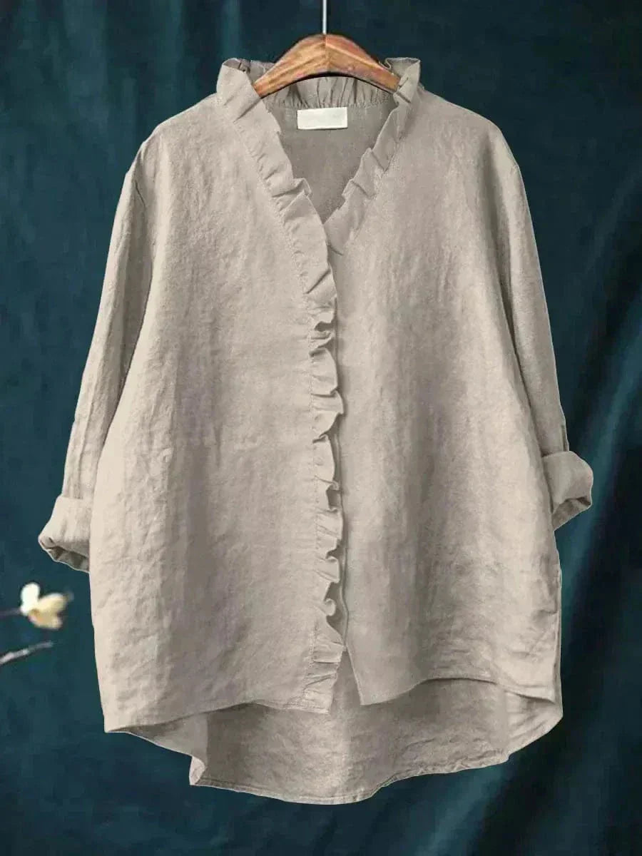 Chemisier à volants Annette de Danoir Paris, blouse élégante en tissu léger avec détails plissés et finition raffinée.