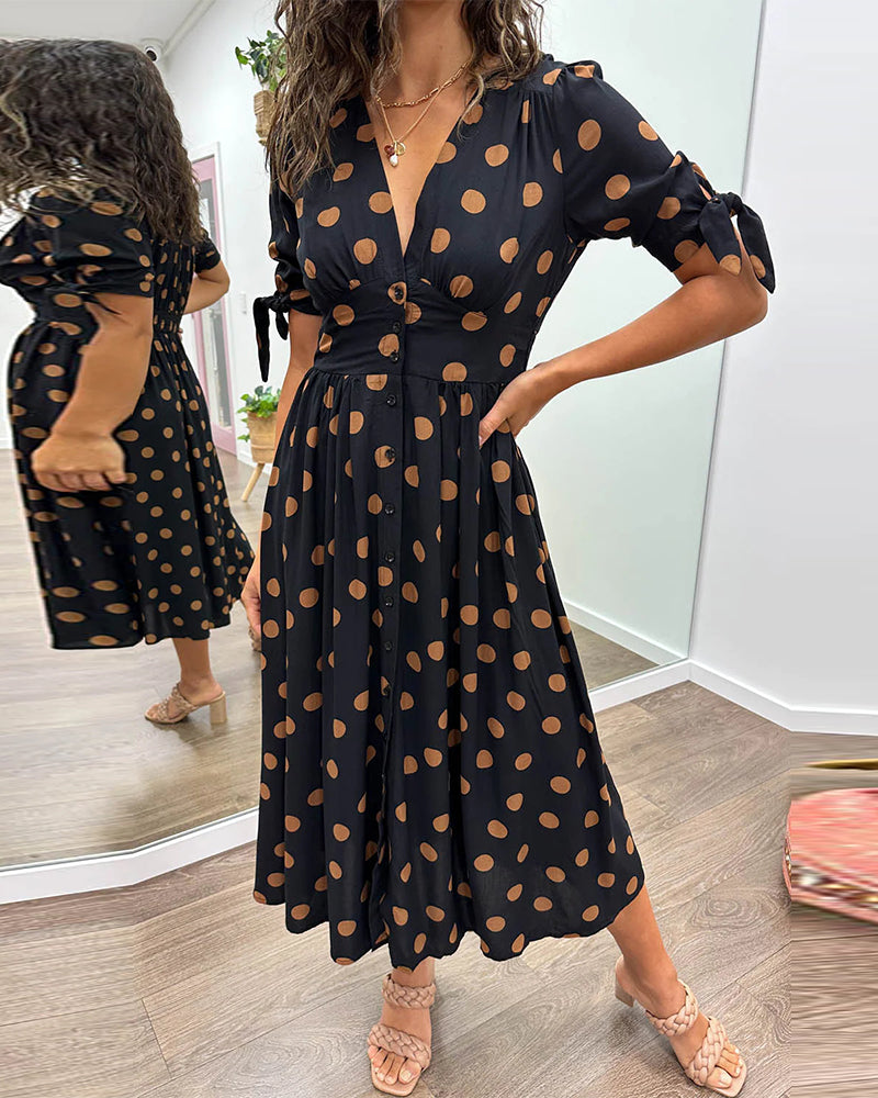 Miley - Robe à Pois Col en V