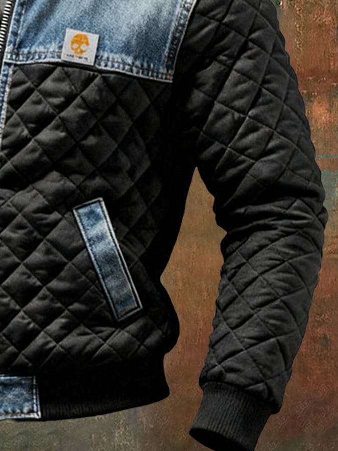 MAISON CLÉMENT PARIS™ | VESTE MATELASSÉE NOIRE AVEC DÉTAILS ET JEAN
