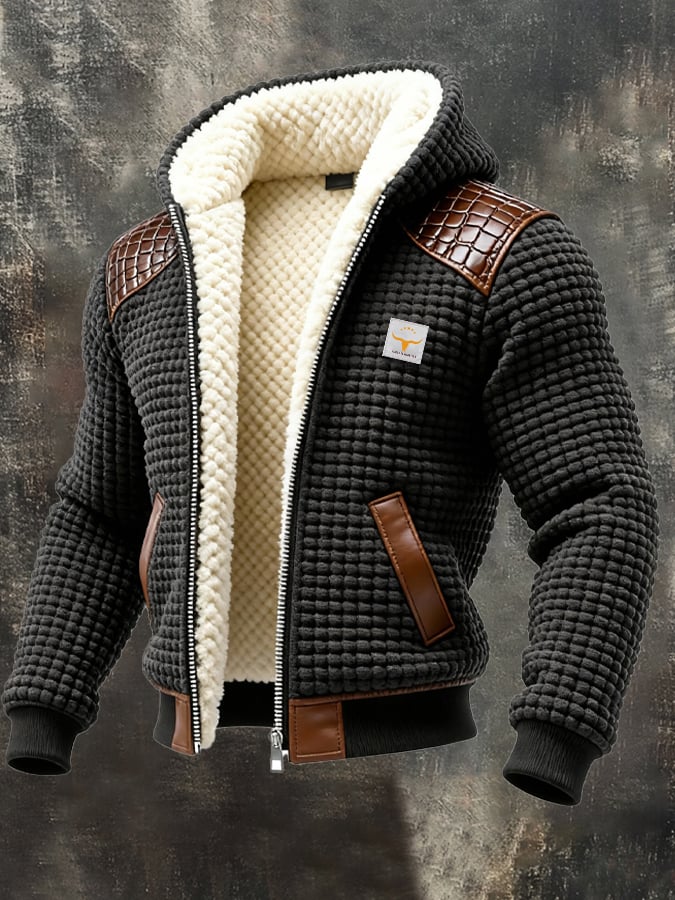 MAISON CLÉMENT PARIS™ | GILET TEXTURÉE À FINITIONS CUIR EMBOSSÉ
