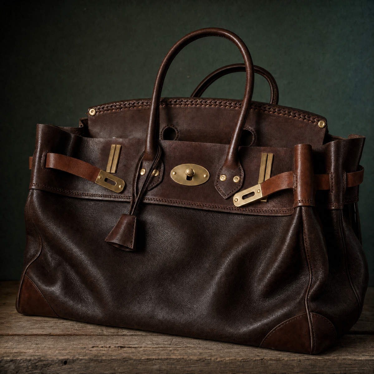 Sac à main Vivienne en cuir, fabriqué à la main par Danoir Paris, vu de face avec bandoulière et détails élégants.
