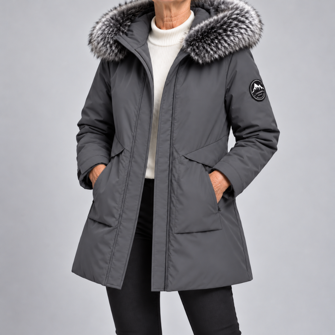 Parka Arctic Danoir Paris gris, parka d'hiver élégante avec capuche, idéale pour le froid, parka Shield pour femmes.