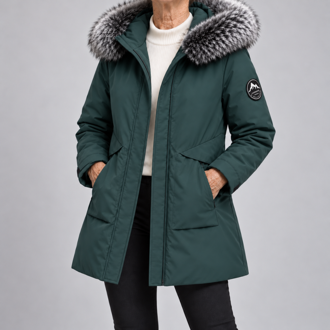 Parka Arctic Danoir Paris en vert avec capuche et fermeture zippée, conçue pour l'hiver chaud et confortable.