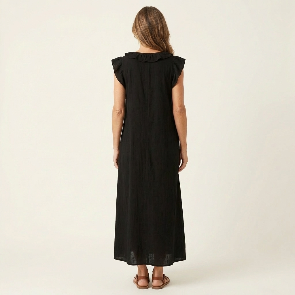 Josette | Robe Maxi à Col V avec Volants