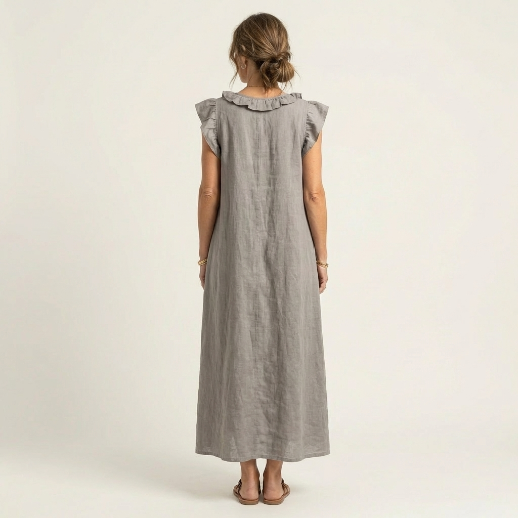 Josette | Robe Maxi à Col V avec Volants