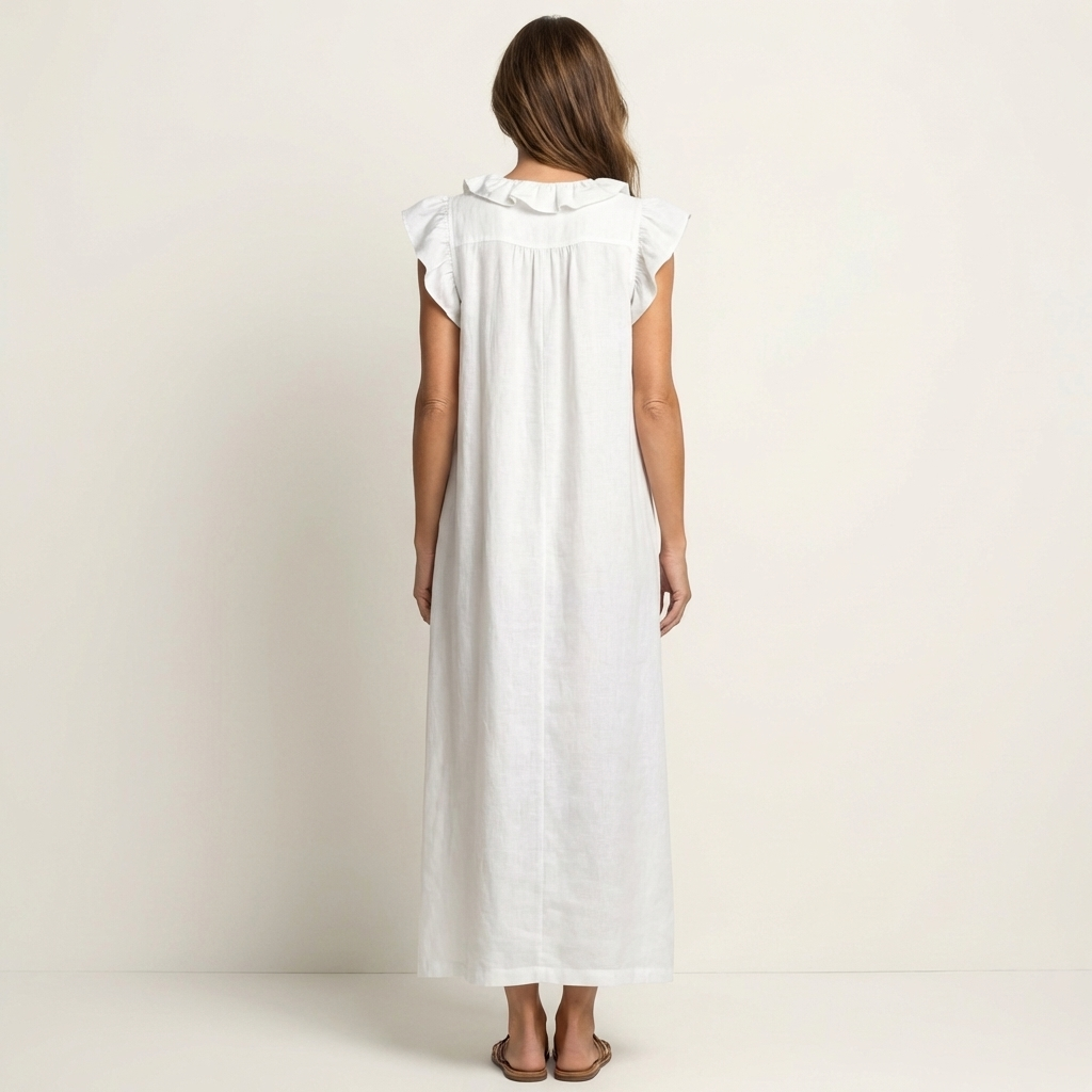 Josette | Robe Maxi à Col V avec Volants