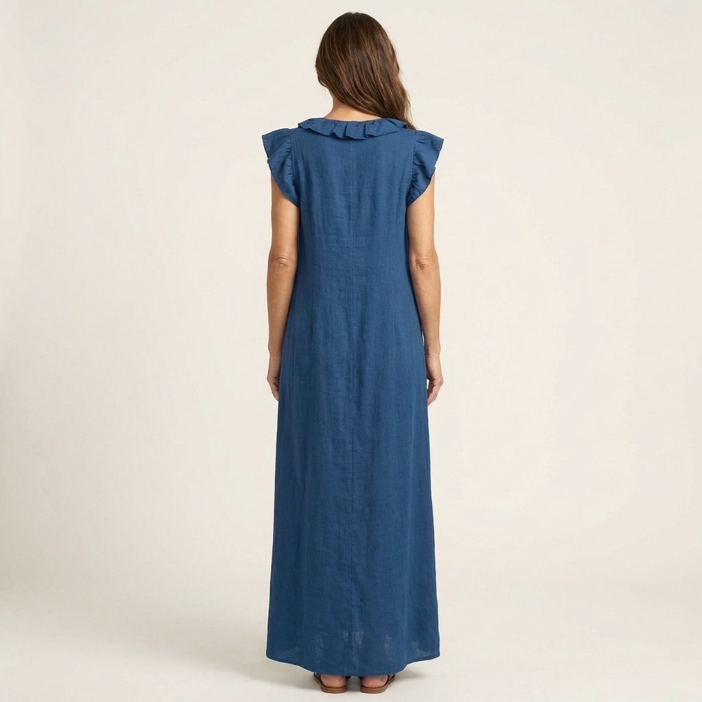 Josette | Robe Maxi à Col V avec Volants