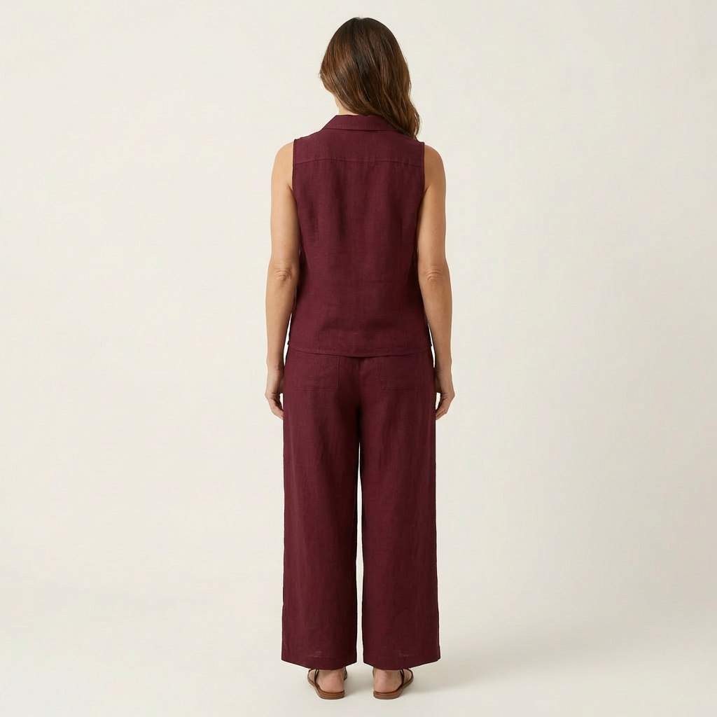 Twiila | Cross-Front Ensemble Top & Wide-Leg Pants