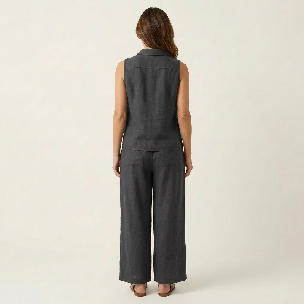 Twiila | Cross-Front Ensemble Top & Wide-Leg Pants