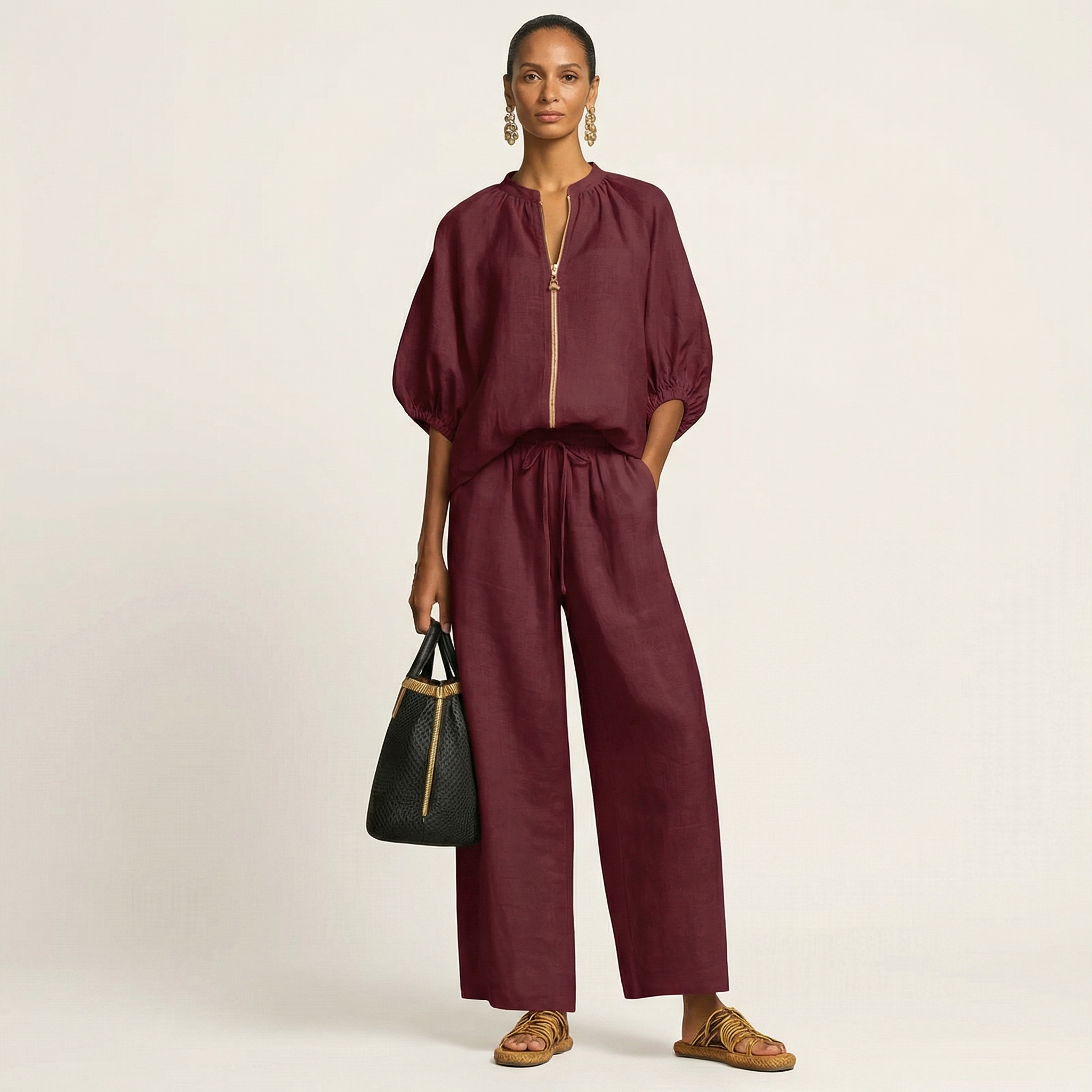 Marlowe | Ensemble à Manches Bouffantes avec Zip