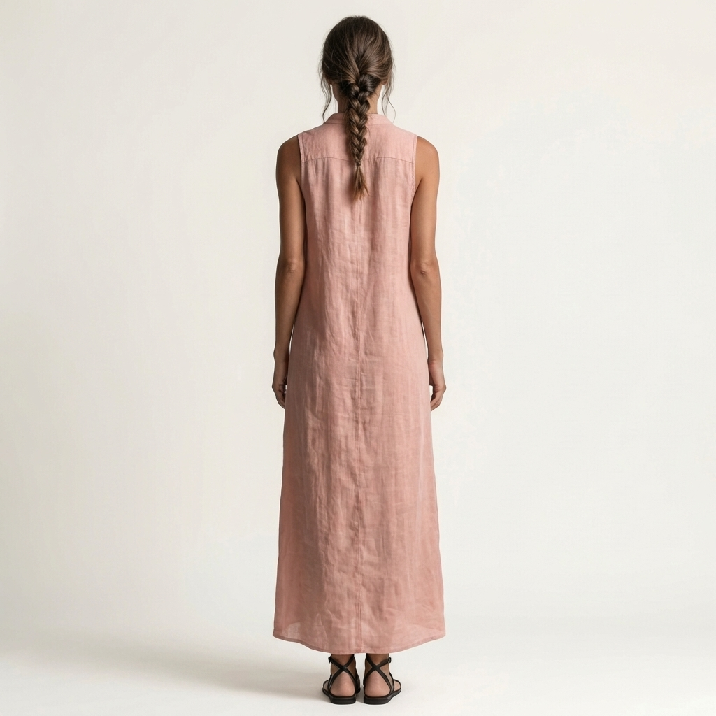 Mirabell | Robe maxi sans manches avec boutons et capuche