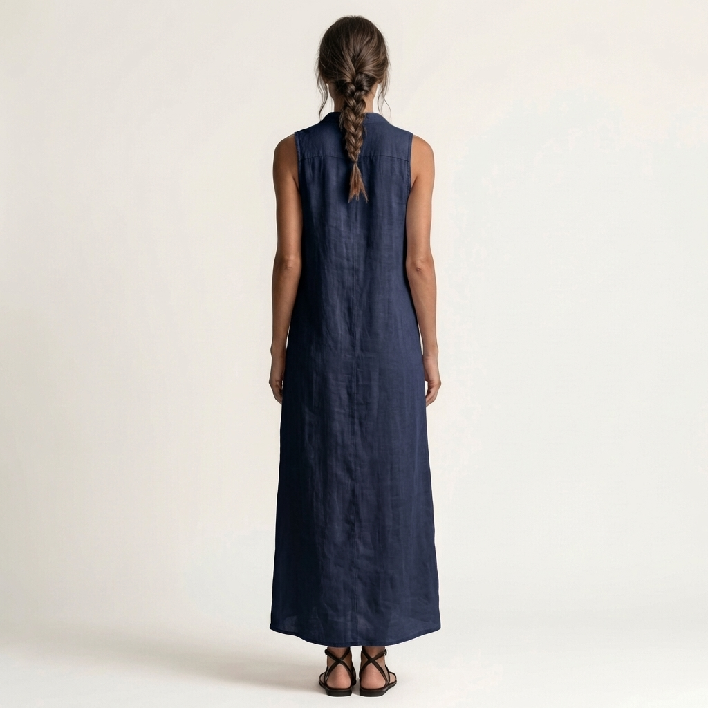 Mirabell | Robe maxi sans manches avec boutons et capuche