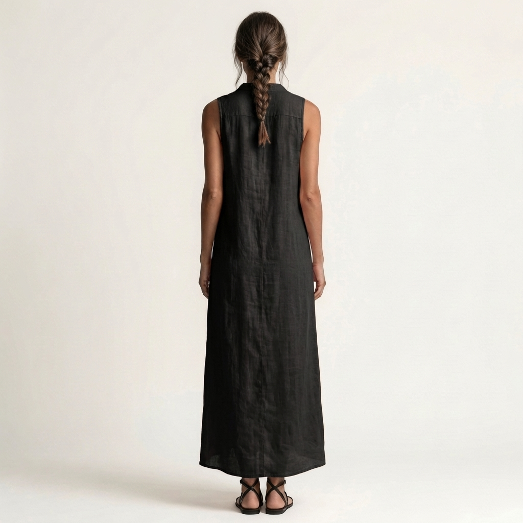 Mirabell | Robe maxi sans manches avec boutons et capuche