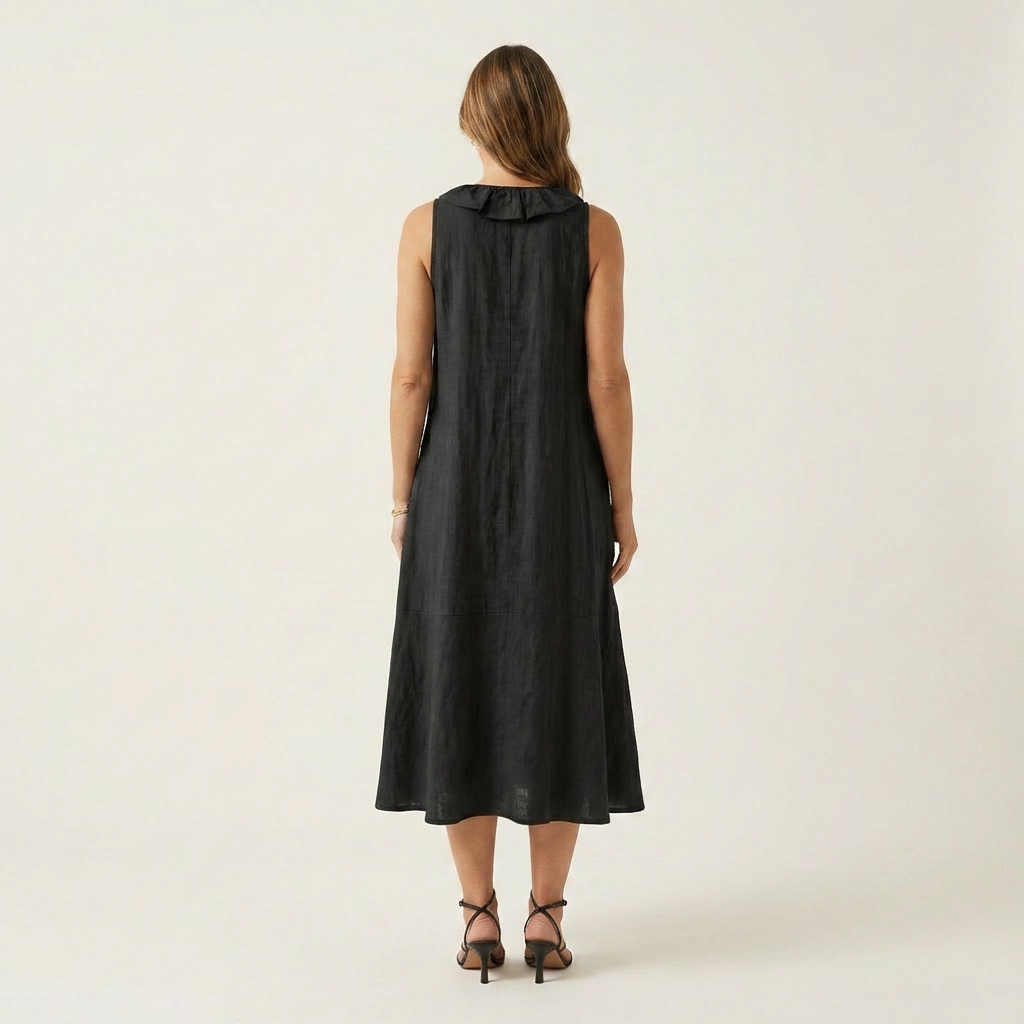 Vicky | Robe Maxi Sans Manches à Col en V avec Volants